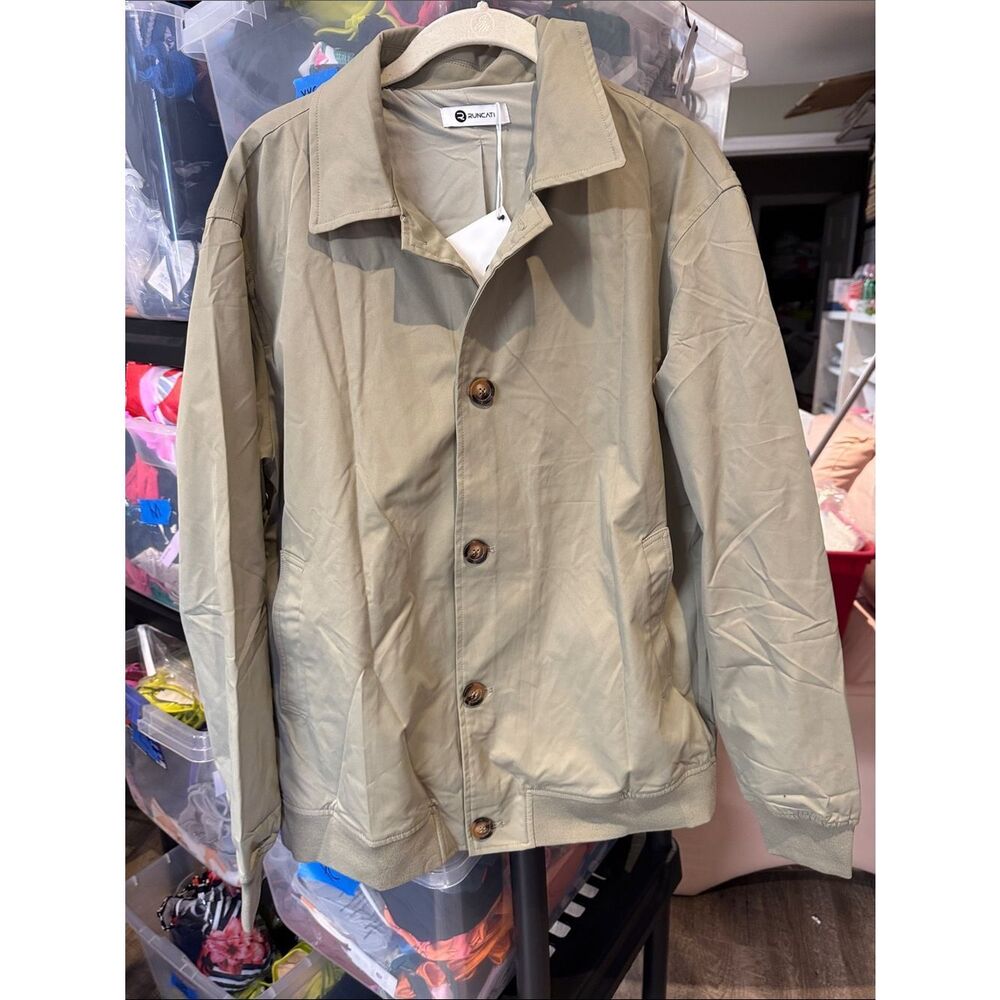 NWT Lightweight Jacket Button Down With Pockets Color Greyish‎ Green